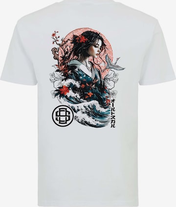 Oldskull Shirt 'Asian Blossom Queen' in White: front