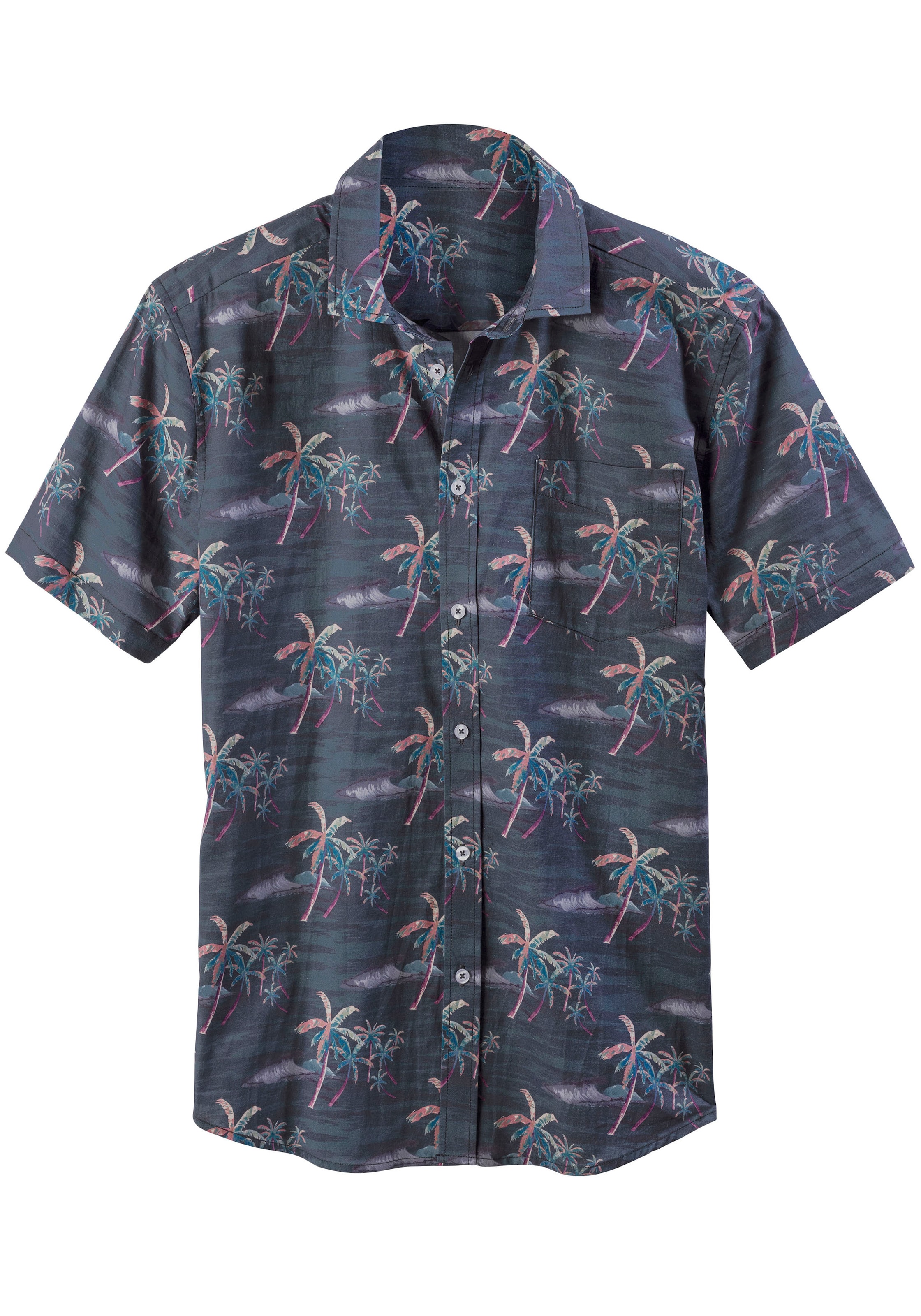 BEACH TIME Button Up Shirt in Blue: front