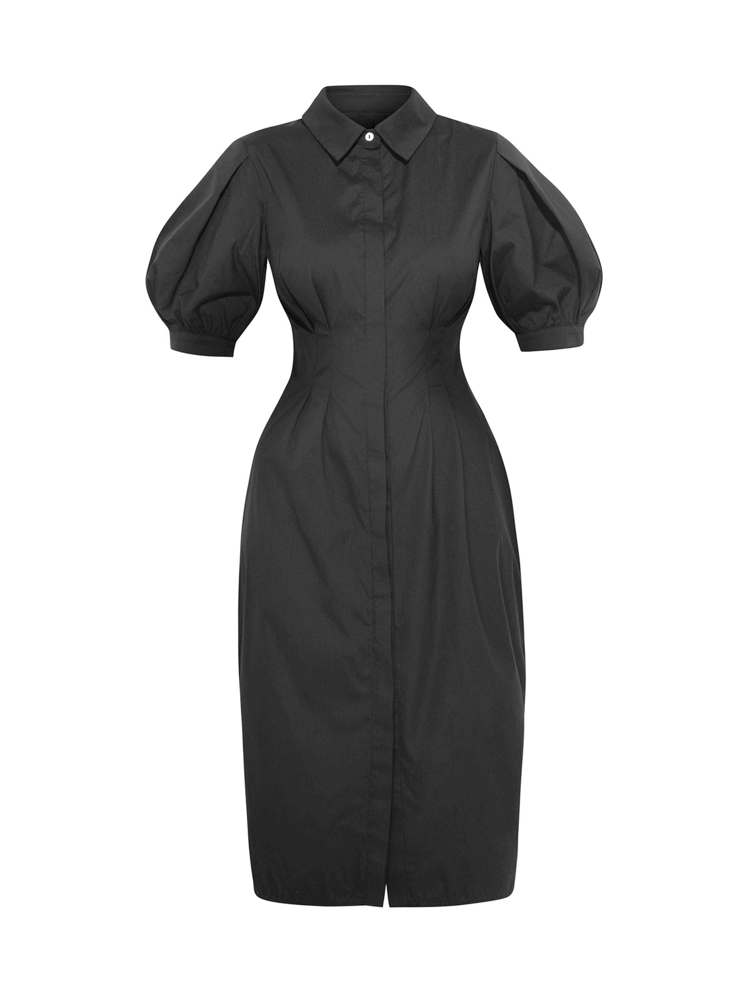 JIORO Blusenkleid 'ESSENTIALS' in Schwarz: Vorderseite