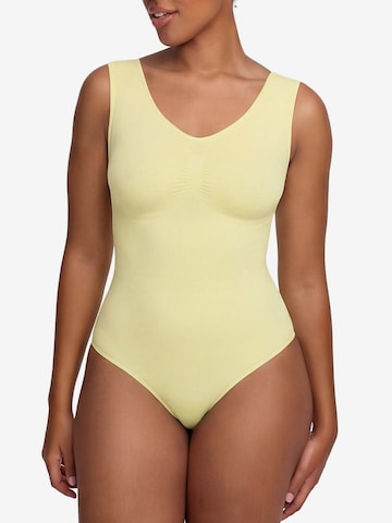 cfab (formerly creamy fabrics) Shapingbody 'Tank Bodysuit Sculpting Shapewear mit Slip' i gul: framsida