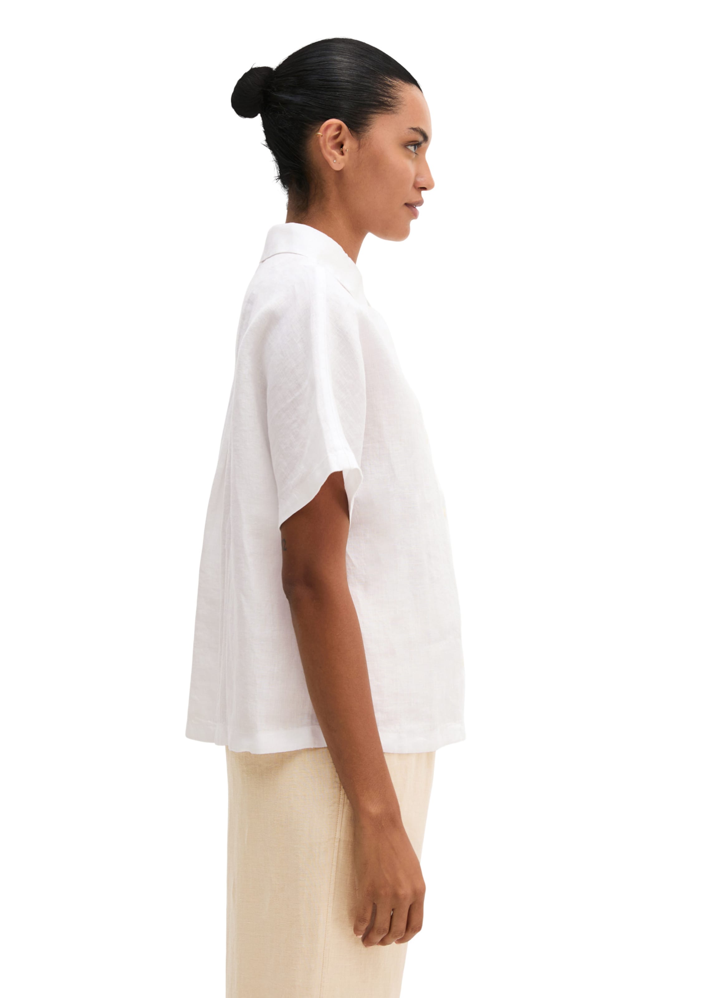 Marc O'Polo Blouse ' mit breiter Kellerfalten im Rücken ' in Wit