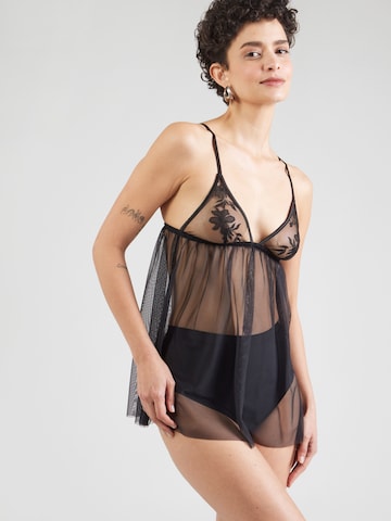 Hunkemöller Negligée 'Hilton' in Schwarz: Vorderseite