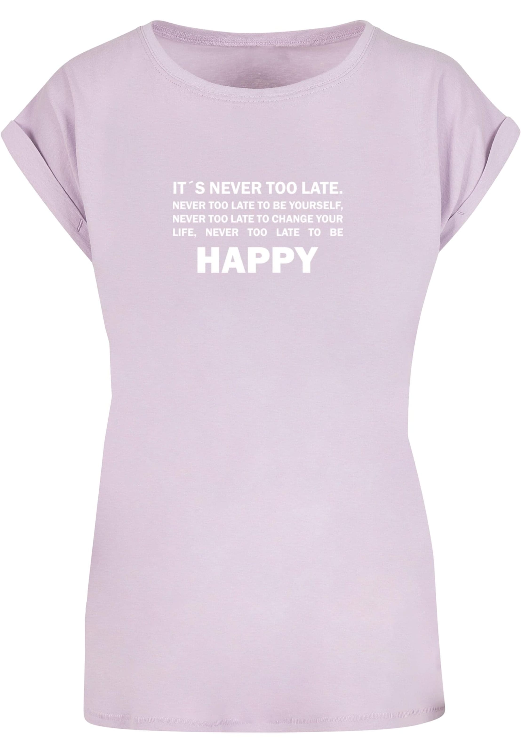 T-shirt 'Never Too Late' Merchcode en violet : devant