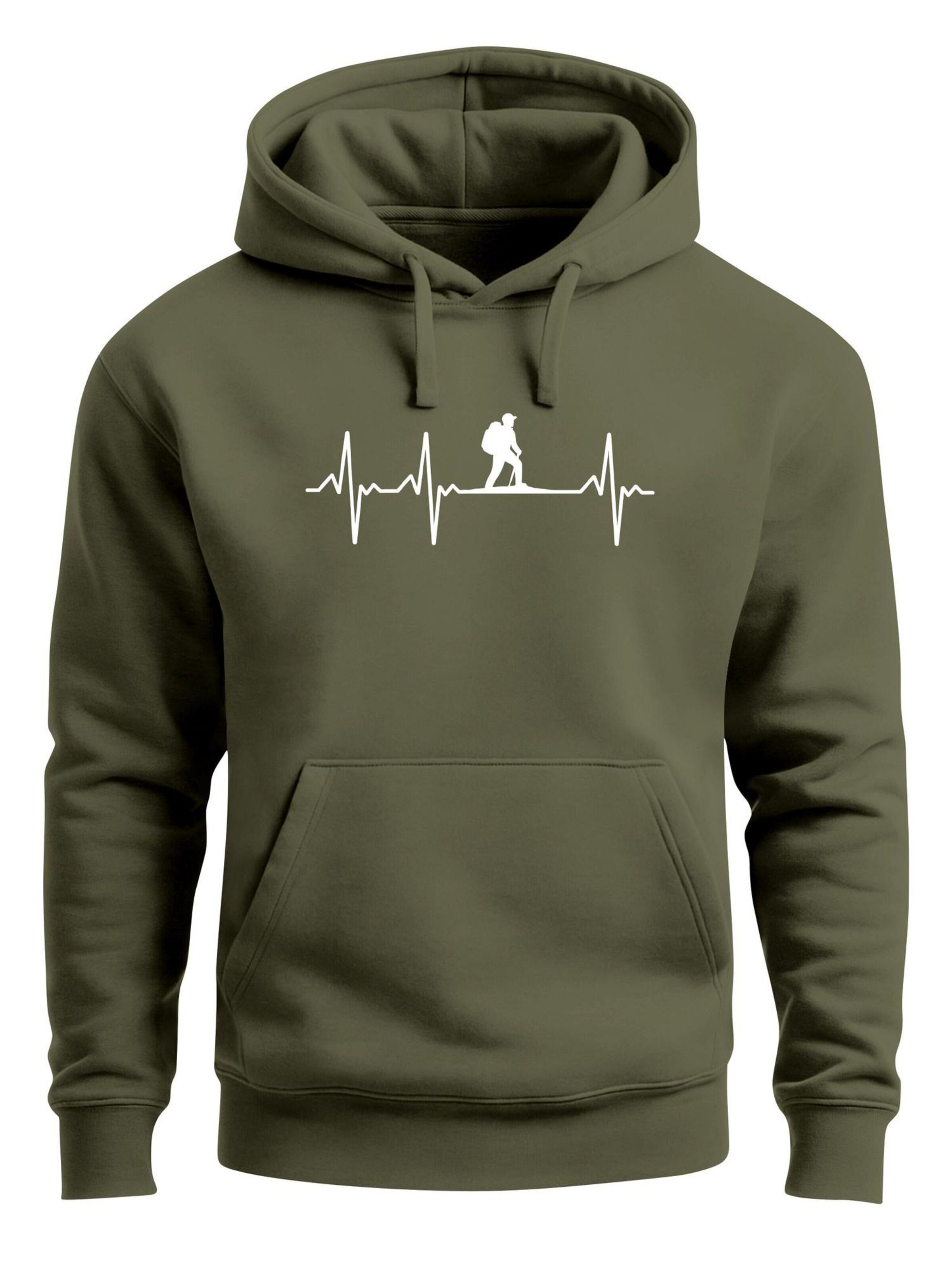 Neverless Sweatshirt 'Wanderer Herzschlag' in Green: front