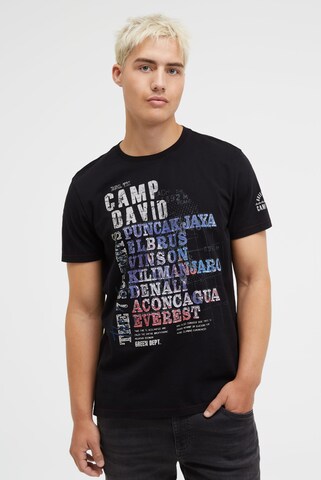 CAMP DAVID T-Shirt mit Wording Print in Schwarz: Vorderseite