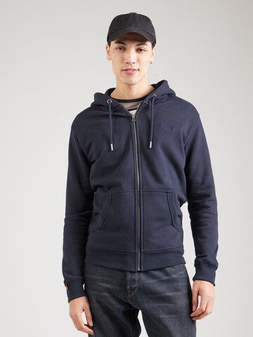 Superdry Кофта на молнии 'Essential' в Синий: спереди