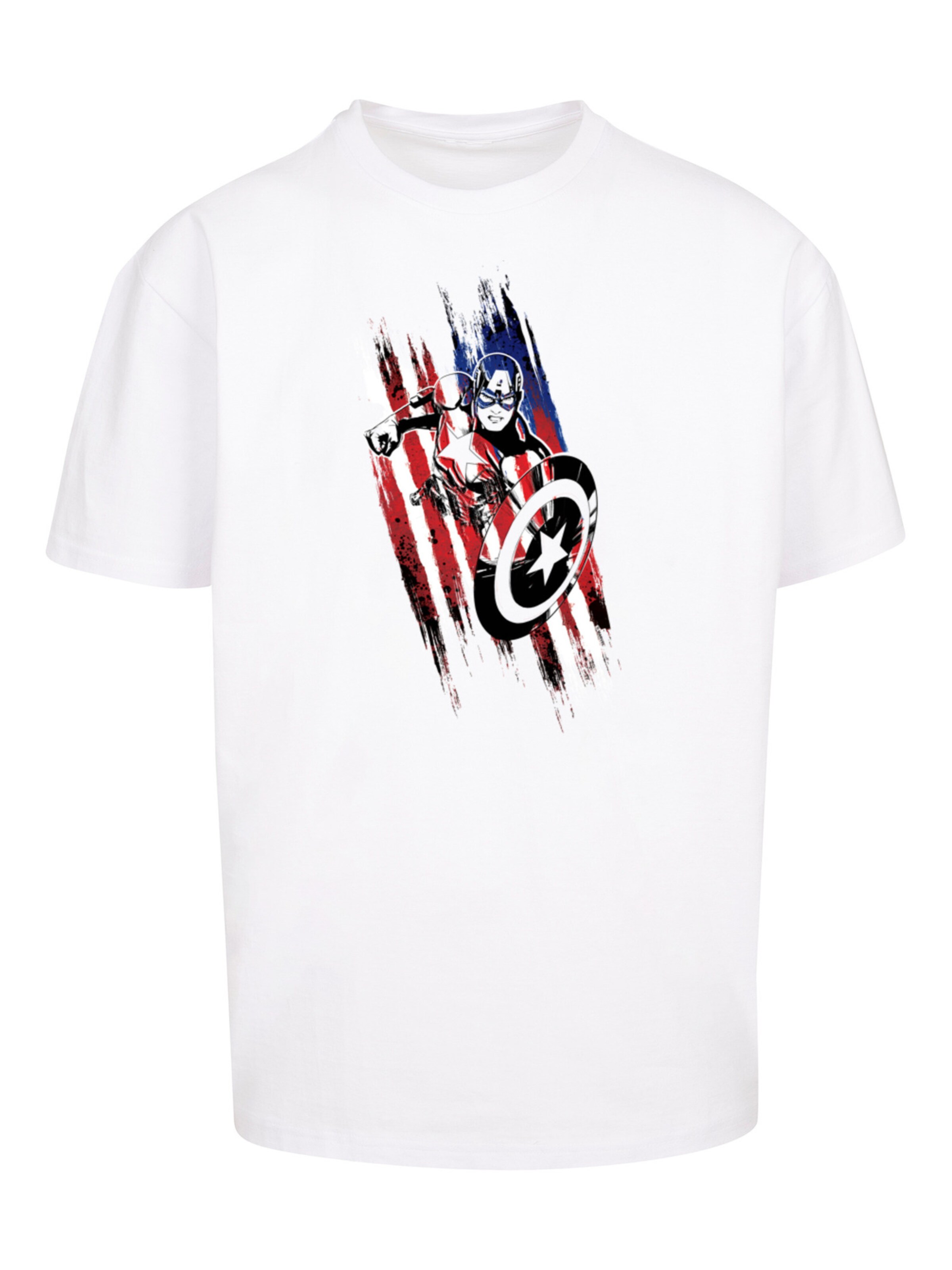 T-Shirt 'Marvel Avengers Captain America Streaks' F4NT4STIC en blanc : devant
