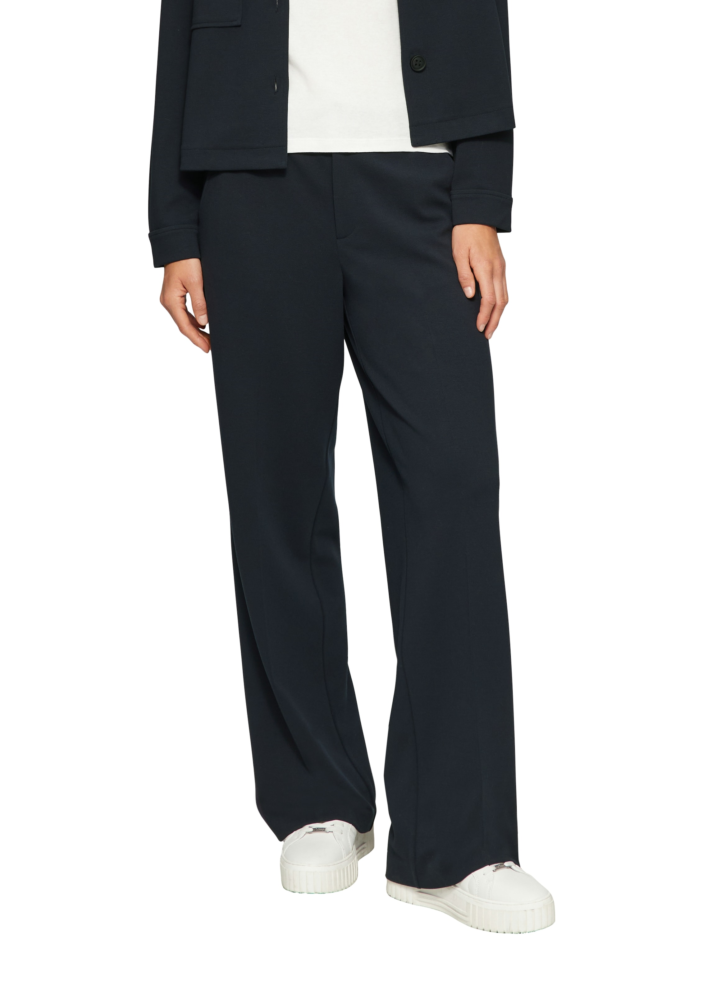 s.Oliver - Perna larga Calças com vincos em azul: frente