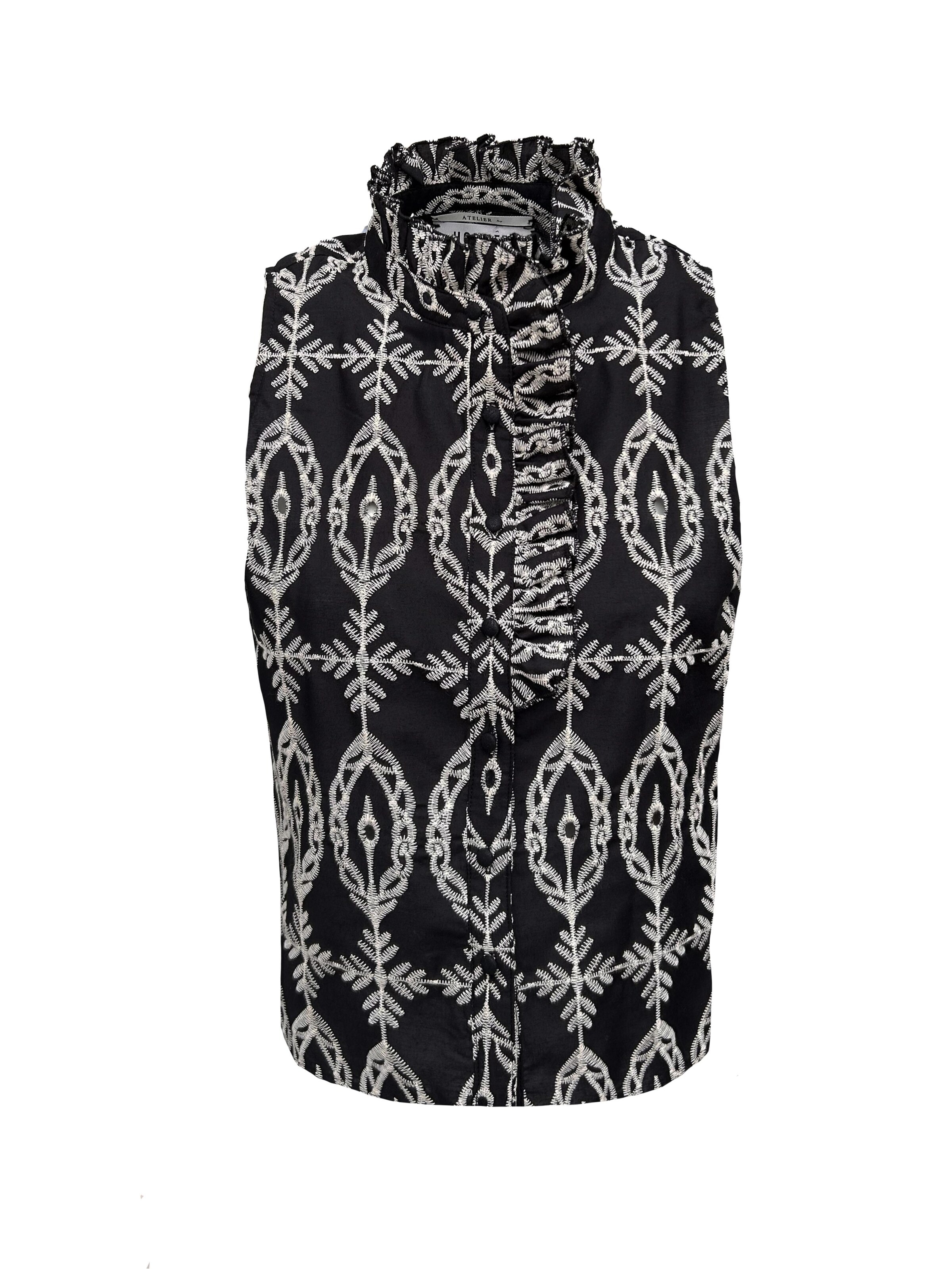 Honnête Atelier Blouse in Zwart: voorkant