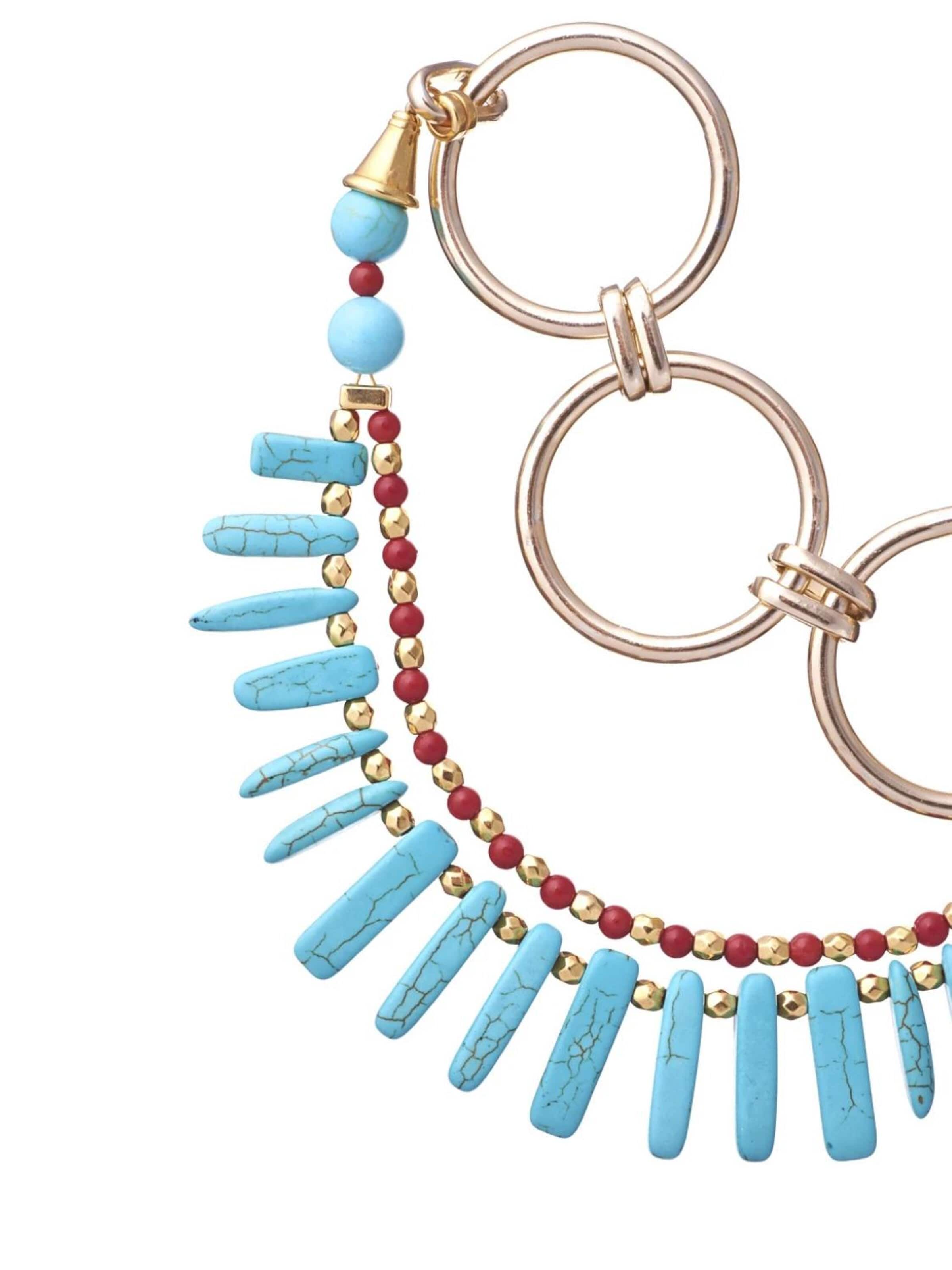 THE GEM STORIES JEWELRY Αλυσίδα 'Turquoise Sticks and Red Howlite Necklace' σε μπλε