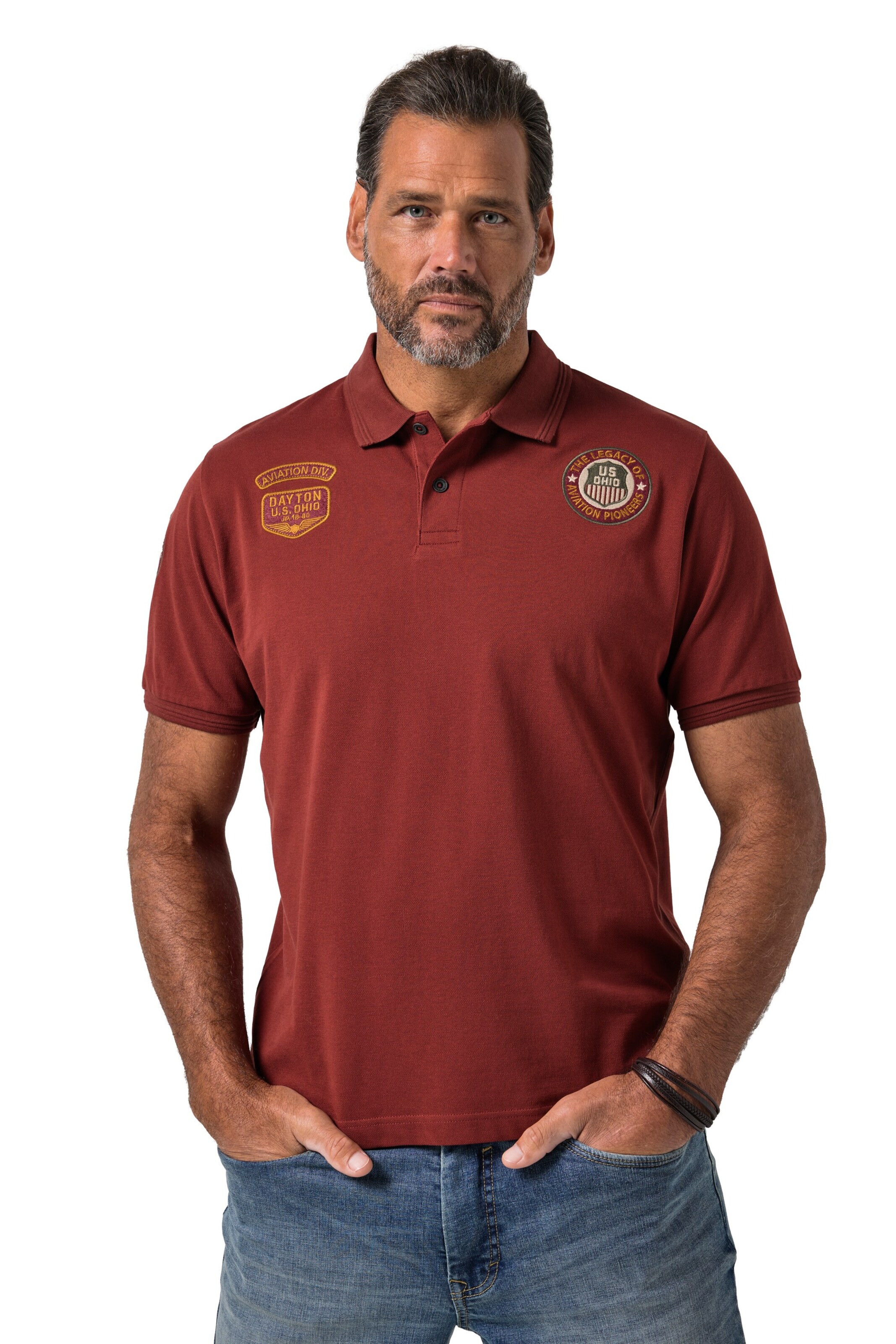 JP1880 Poloshirt in Braun: Vorderseite