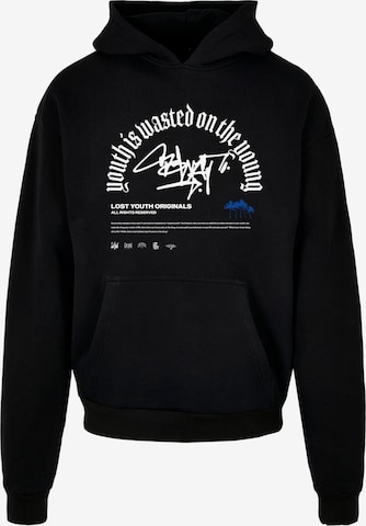 Lost Youth Sweatshirt 'Graffiti' in Zwart: voorkant