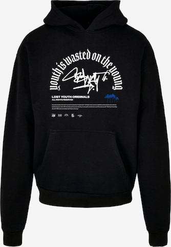 Lost Youth Sweatshirt 'Graffiti' in Black: front