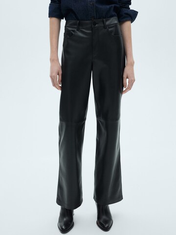 MANGO Wide leg Trousers in Black: front