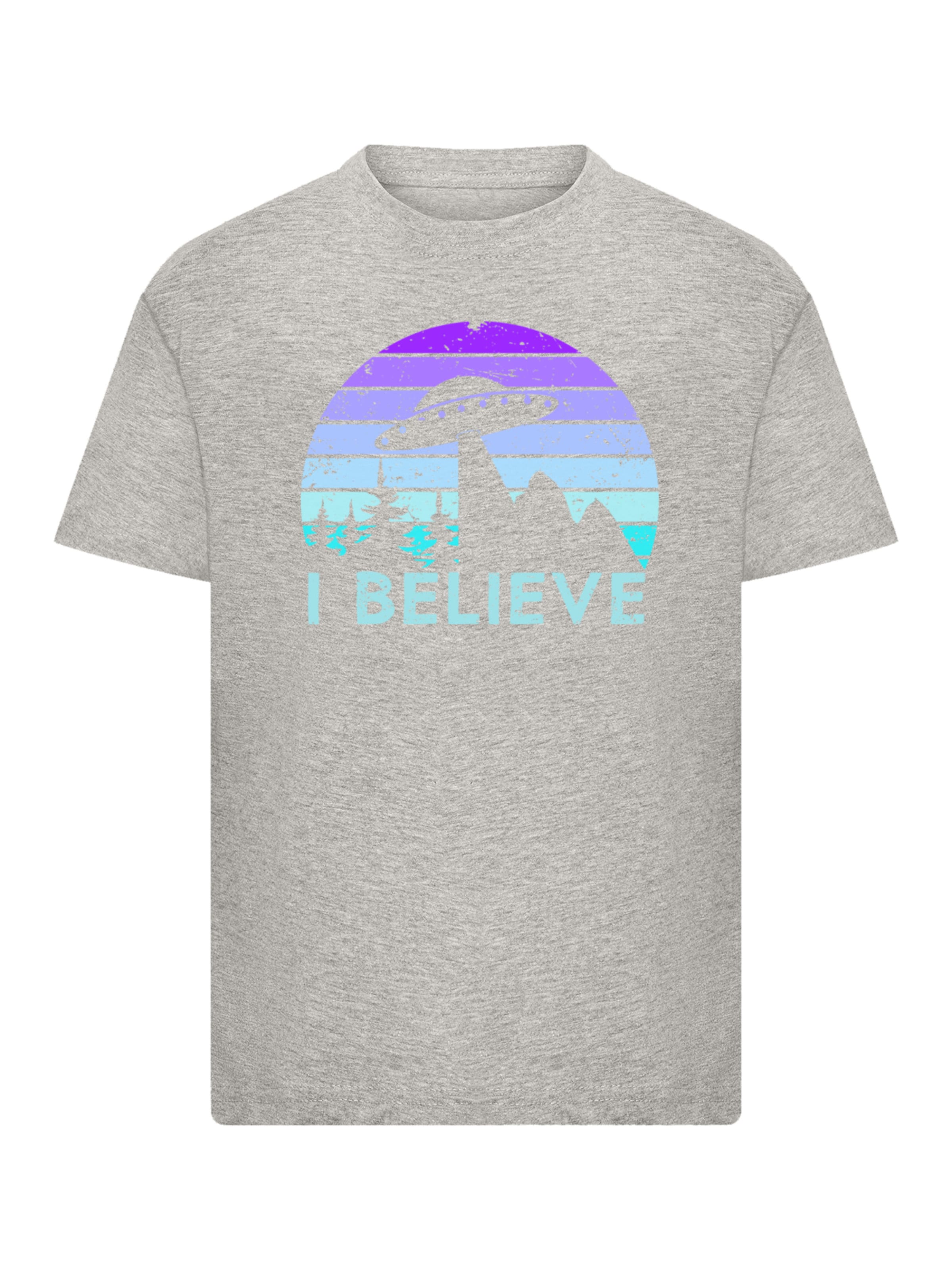 T-Shirt 'I Believe UFO' F4NT4STIC en gris : devant