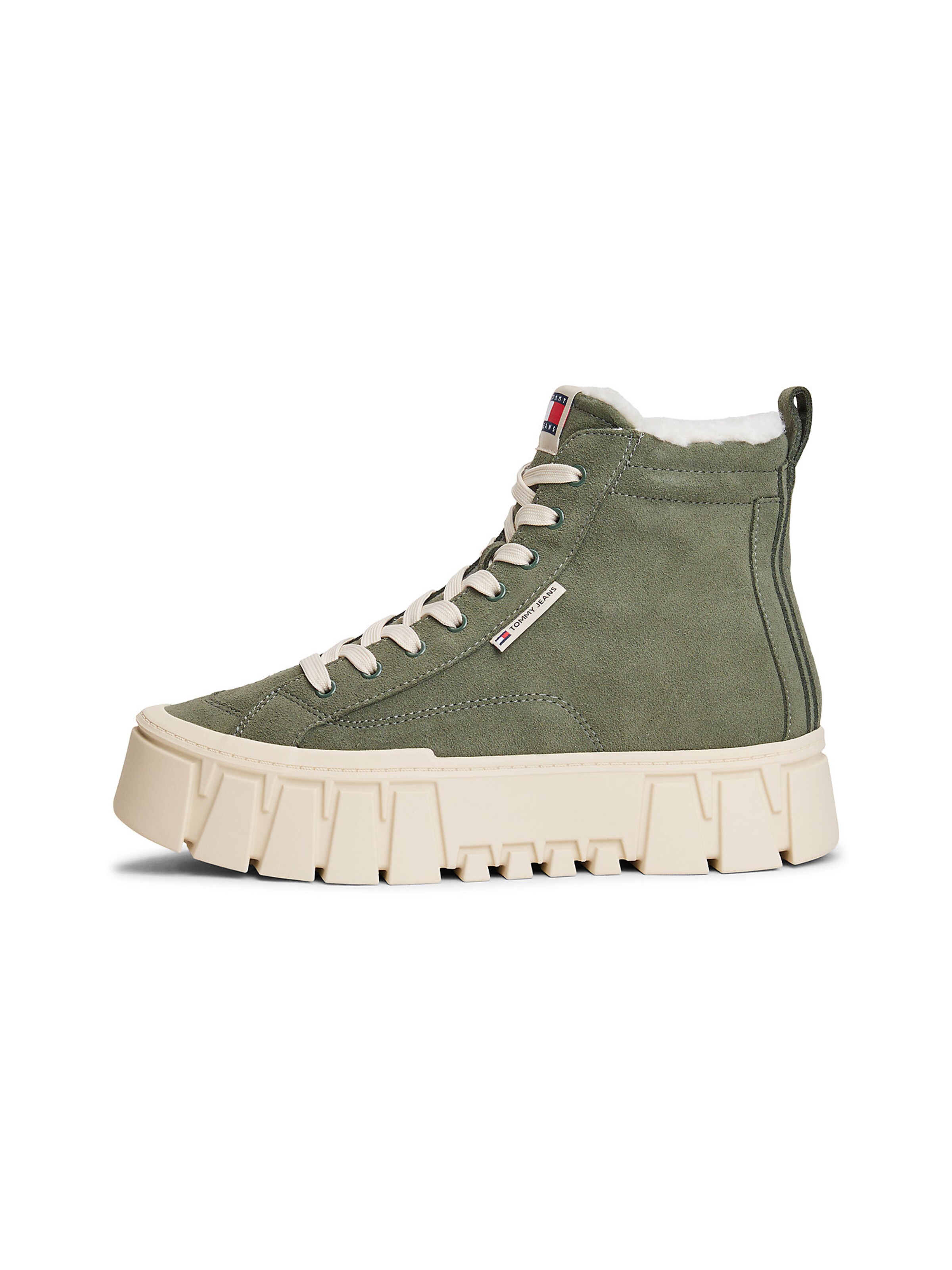 Baskets hautes Tommy Jeans en vert : devant