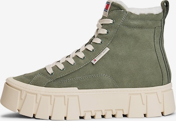 Baskets hautes Tommy Jeans en vert : devant