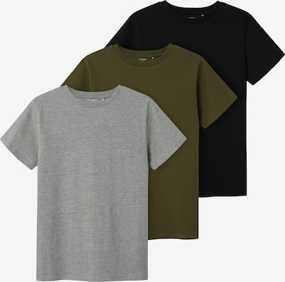 TWO SOON T-Krekls, krāsa - raibi pelēks / olīvzaļš / melns, Preces skats