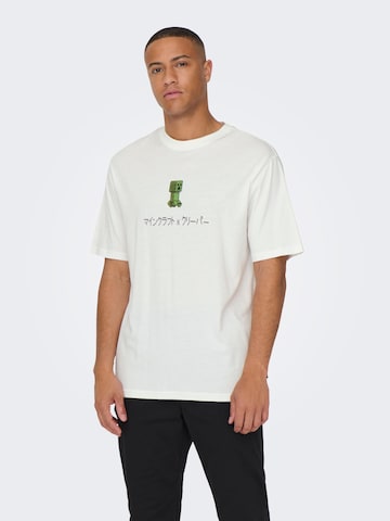 Only & Sons Koszulka 'MINECRAFT' w kolorze biały: przód