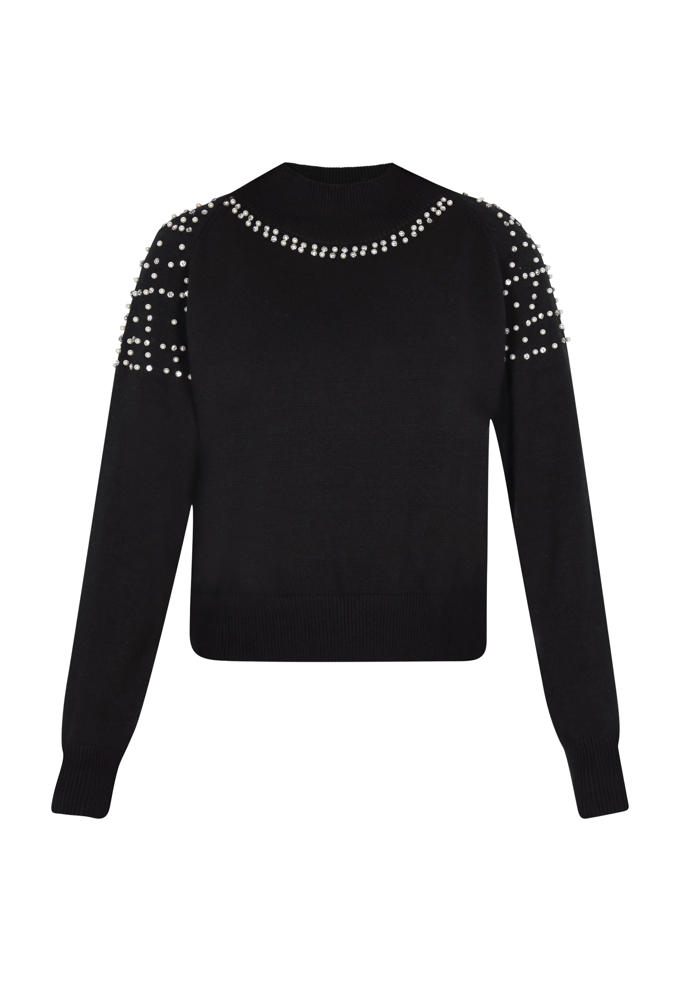 Pulover de la faina pe negru: față