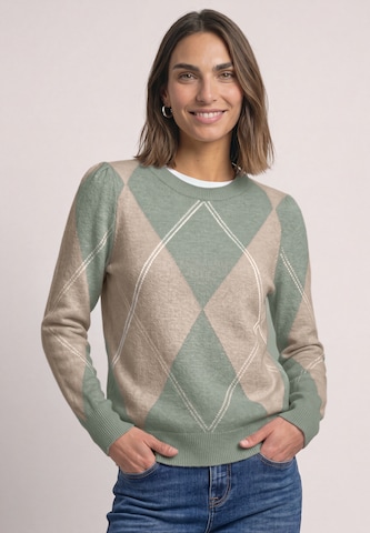 STREET ONE Langarm Pullover mit Argyle-Muster in Grün: Vorderseite