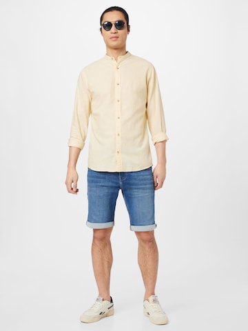JACK & JONES Slim fit Button Up Shirt 'Summer' in Yellow