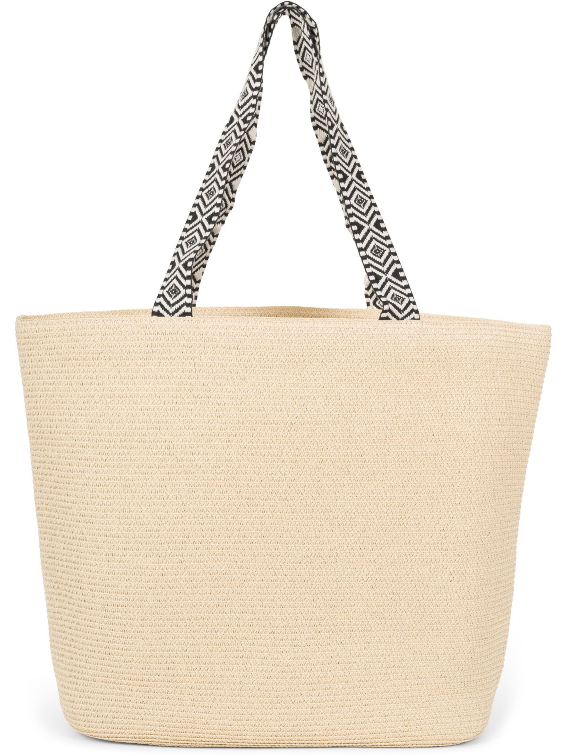 styleBREAKER Beach bag 'Papierstroh Strandtasche Azteken Muster' in Beige
