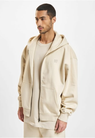 DEF Zip-Up Hoodie in Beige: front