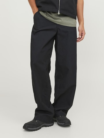 JACK & JONES Wide leg Cargobroek in Zwart: voorkant