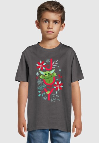 ABSOLUTE CULT T-Shirt 'Mandalorian - Grogu Joy To The Galaxy' in Grau: Vorderseite