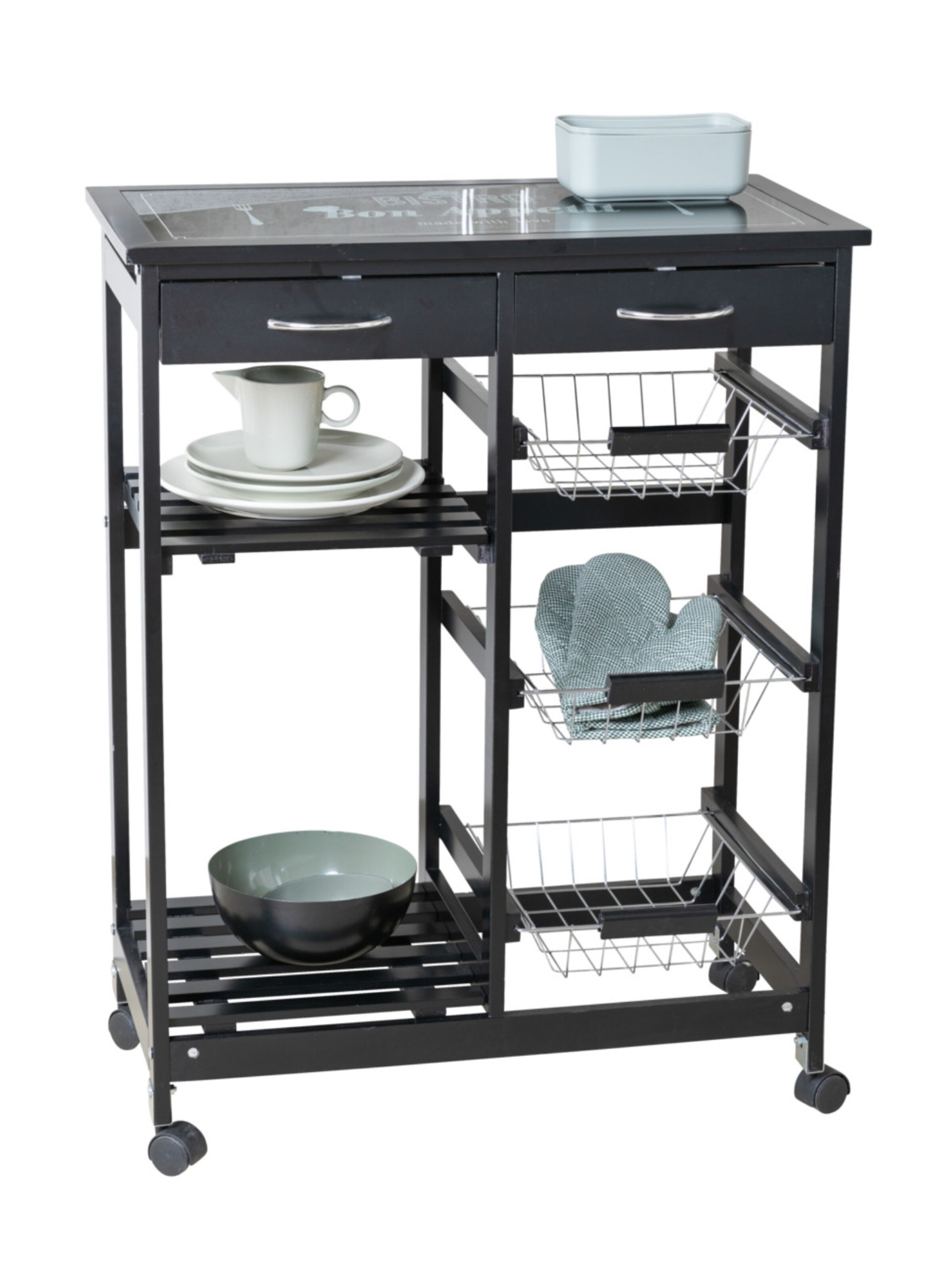 Wenko Küchenwagen 'Bon Appetit' in Schwarz: Vorderseite