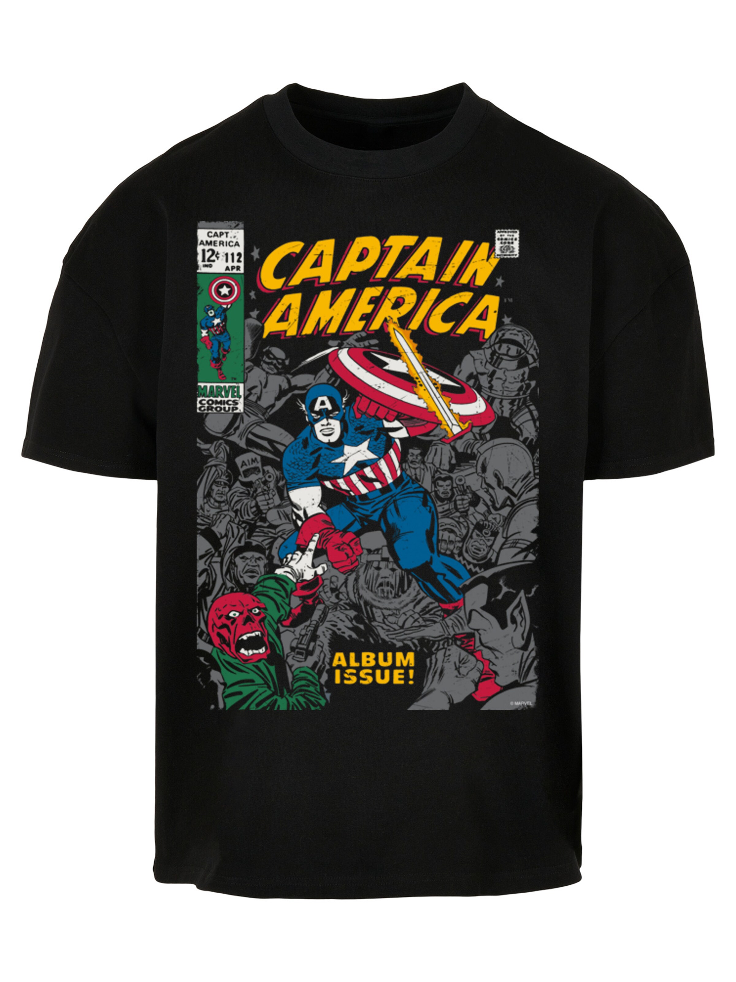 Maglietta 'Marvel Captain America Album Issue Cover' di F4NT4STIC in nero: frontale