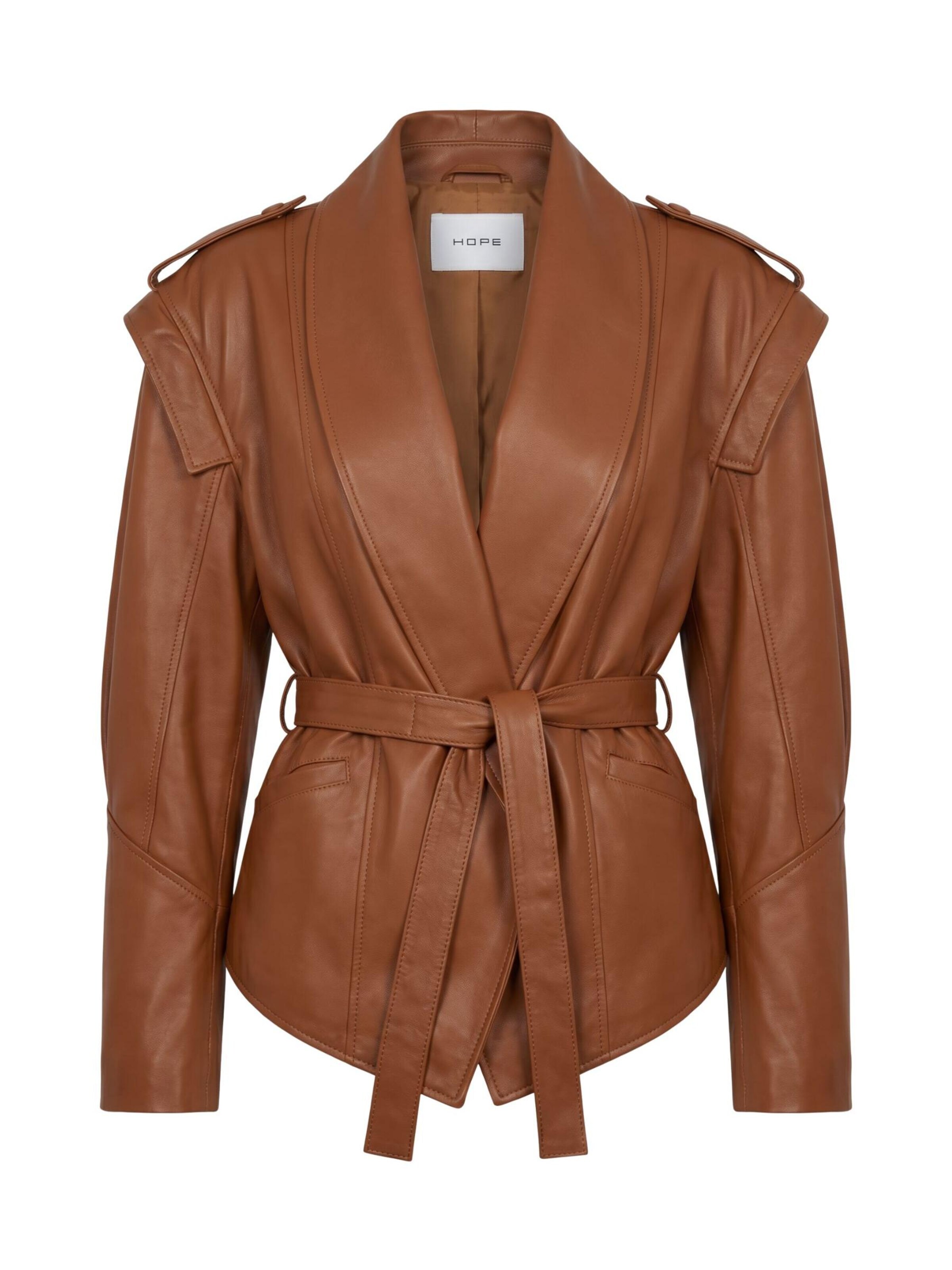 Veste mi-saison 'HOPE GIACCA DI PELLE GIUBBINO' HOPE en marron : devant