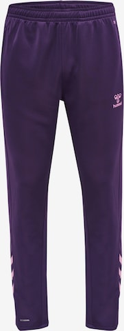 Hummel Regular Workout Pants in Purple: front