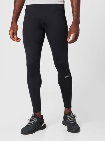 Reebok Skinny Workout Pants in Black: front