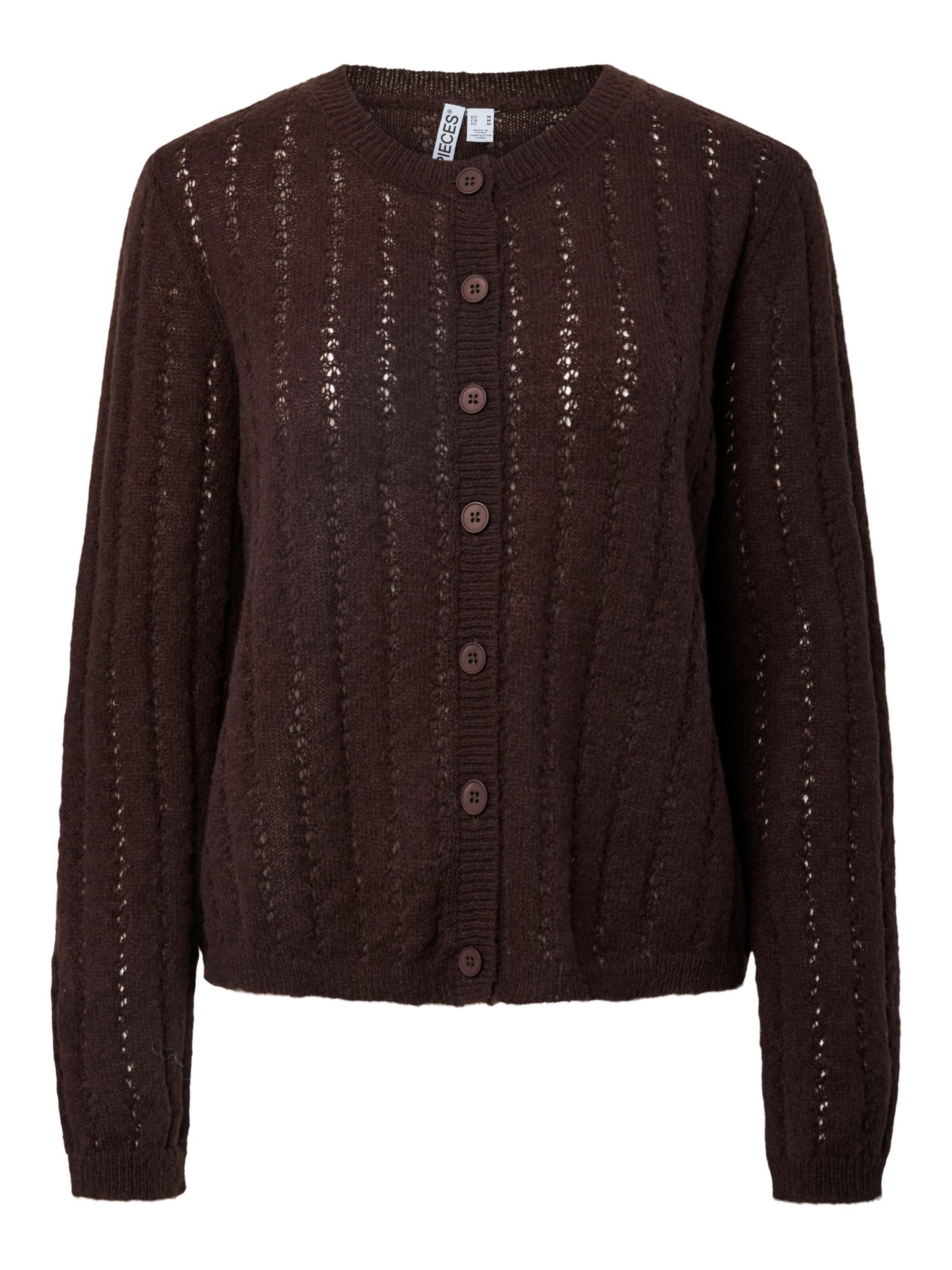PIECES Strickjacke 'PCAda' in Braun: Vorderseite