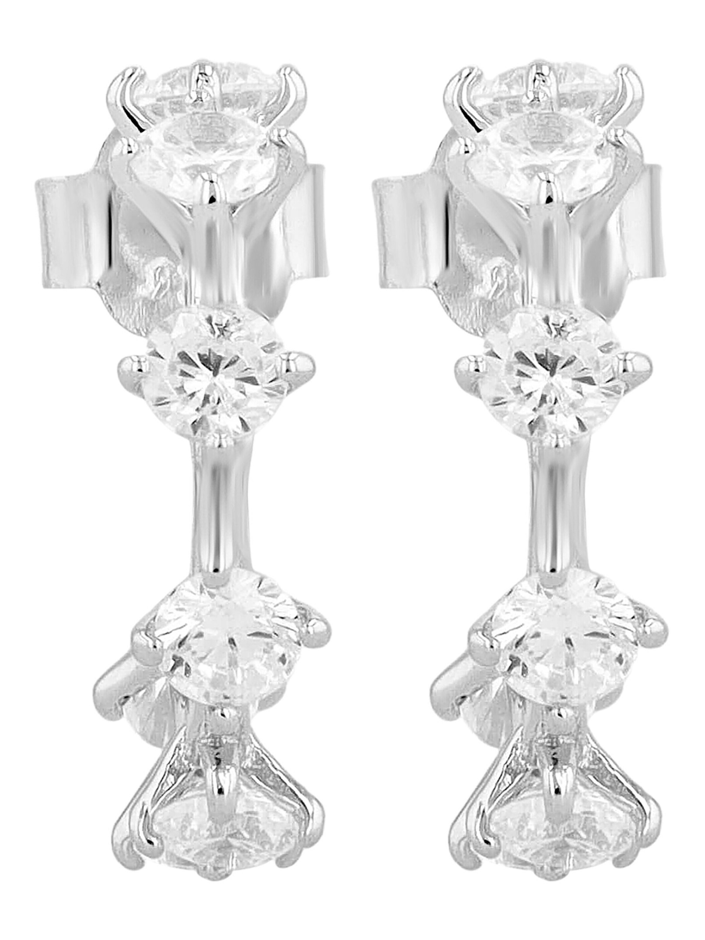 Akzent Earrings '"Twig" aus 925 Sterlingsilber, rhodiniert, langlebig' in Silver: front