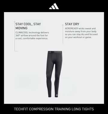 juoda ADIDAS PERFORMANCE Siauras Sportinės kelnės 'TECHFIT Compression Training Long'