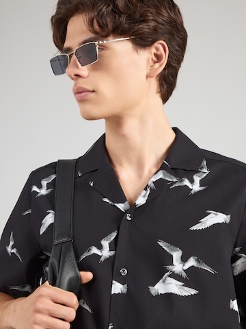 HUGO - Regular Fit Camisa 'Ellino' em preto