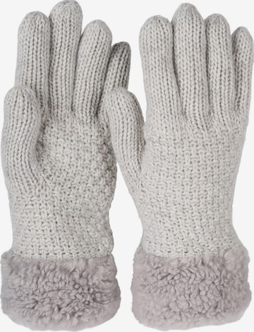 styleBREAKER Fingerhandschuhe 'Strickhandschuhe mit Perlmuster und Fleece' in Grau: Vorderseite