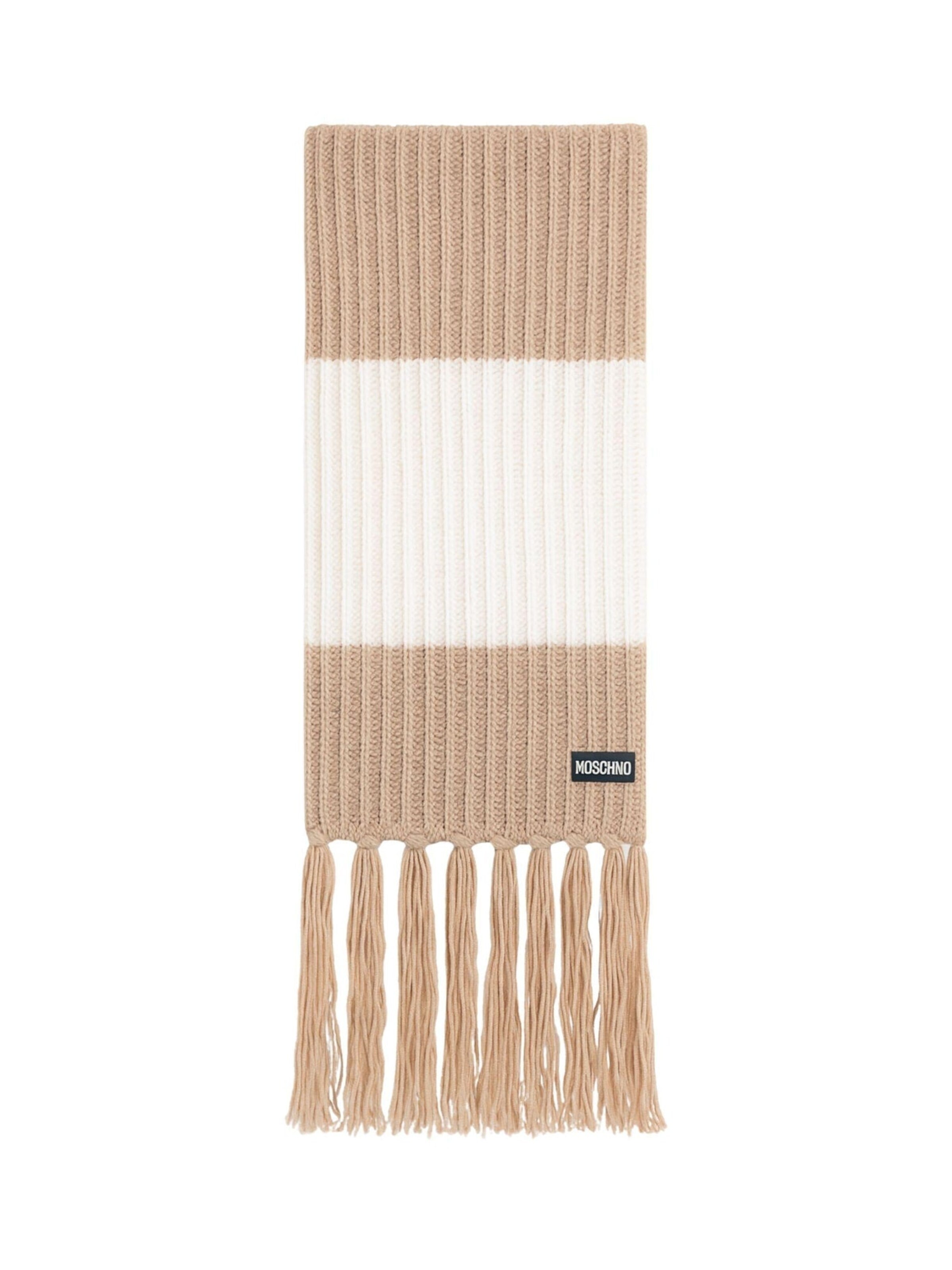 MOSCHINO Scarf 'Scarf with Logo' in Beige: front
