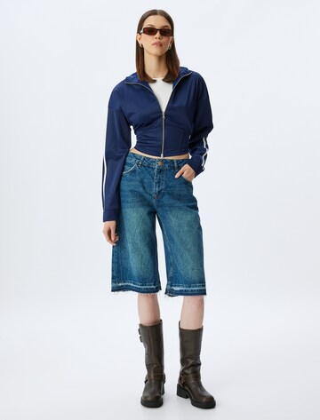 Koton Zip-Up Hoodie in Blue