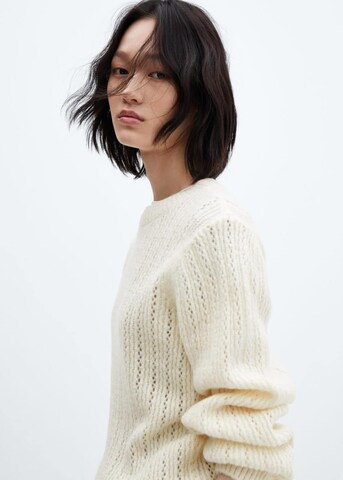 MANGO Sweater 'Piqueton' in White