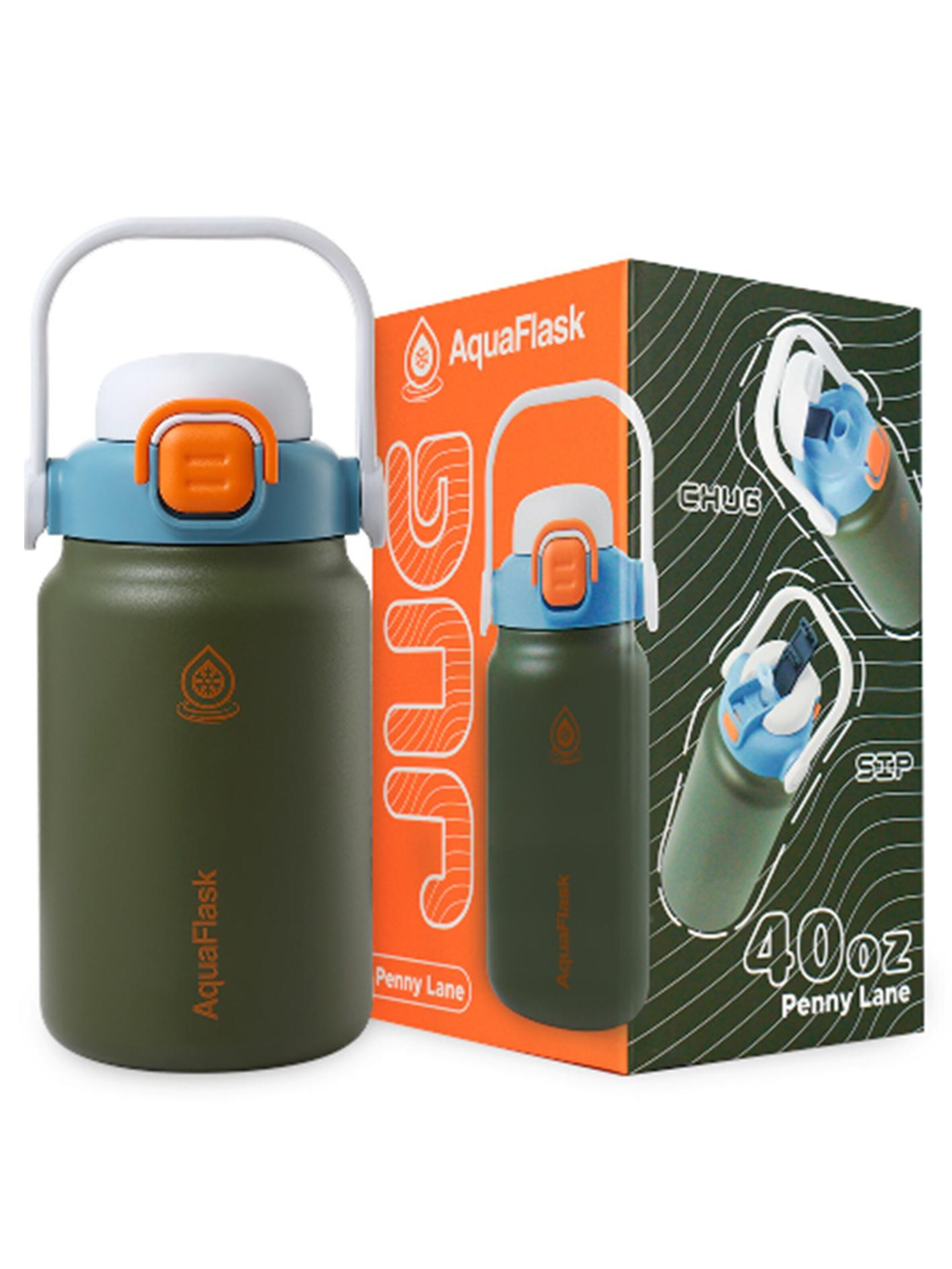 AquaFlask Láhev na vodu 'AquaFlask Termoláhev JUG 1180 ml' – zelená