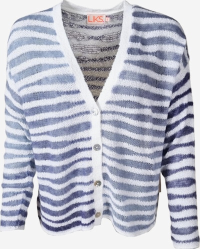 LIKS. Munich Strickjacke 'Oversize Cardigan Mohair Baumwollmix gestreift - DeltaC' in XS in blue denim, Produktansicht