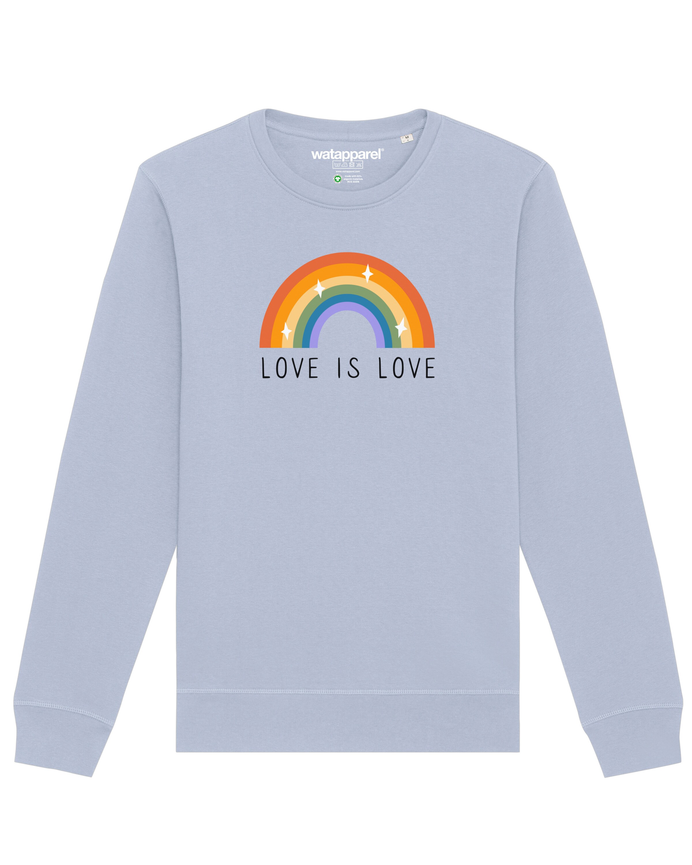 Watapparel Sweatshirt ' Love is Love ' in Blauw: voorkant