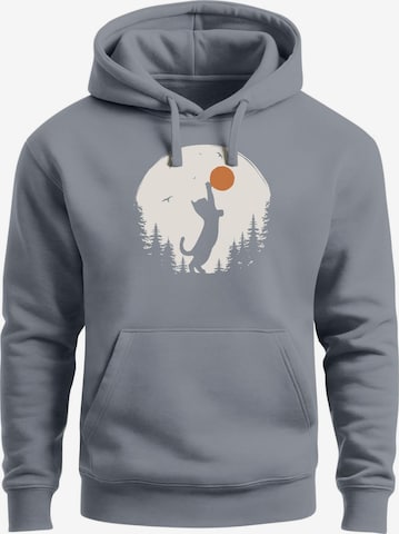 Neverless Sweatshirt 'Wald Katze' in Grau: Vorderseite
