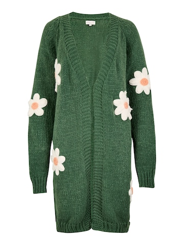 Apricot 3D Daisy Chunky Knit Cardigan ' ' in Grün