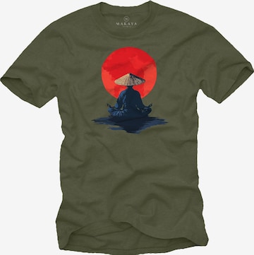 MAKAYA Shirt 'Cup Cat' in Green: front