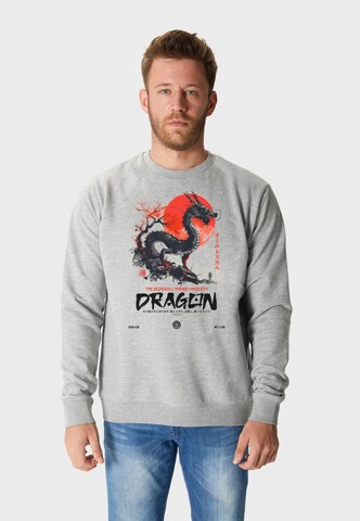 Oldskull Sweatshirt 'Asian Dragon Spirit Graphic' in Grey: front